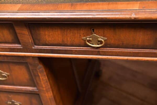 Neat Proportioned Edwardian Walnut Pedestal Desk SAI2337 Antique Furniture 4