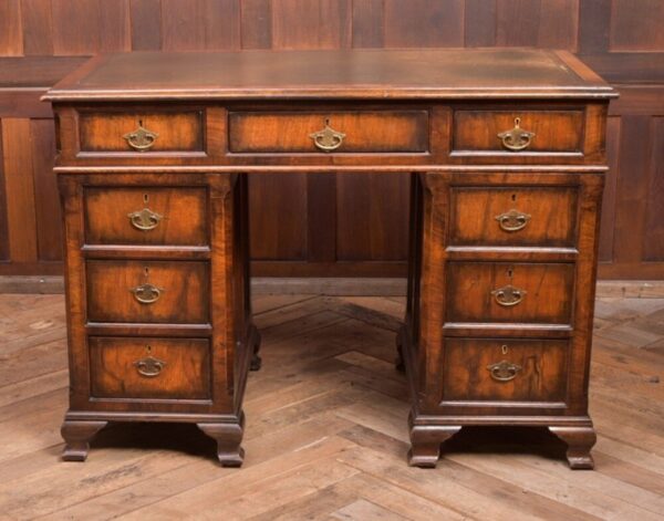 Neat Proportioned Edwardian Walnut Pedestal Desk SAI2337 Antique Furniture 7