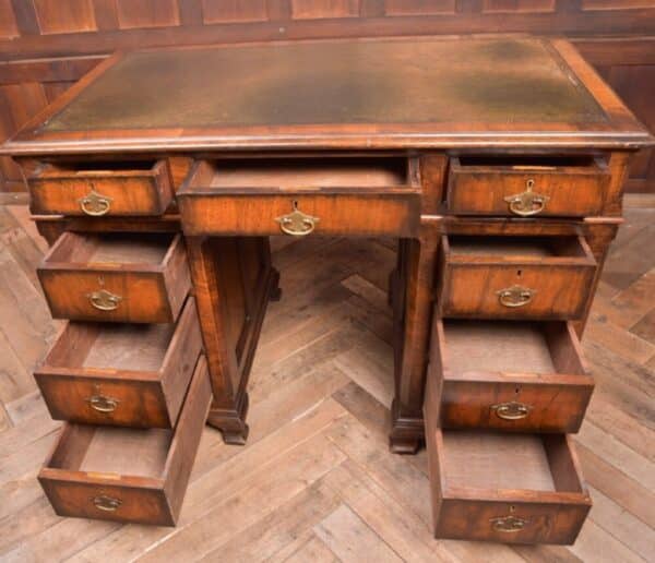 Neat Proportioned Edwardian Walnut Pedestal Desk SAI2337 Antique Furniture 13