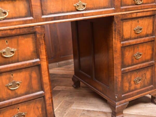 Neat Proportioned Edwardian Walnut Pedestal Desk SAI2337 Antique Furniture 15