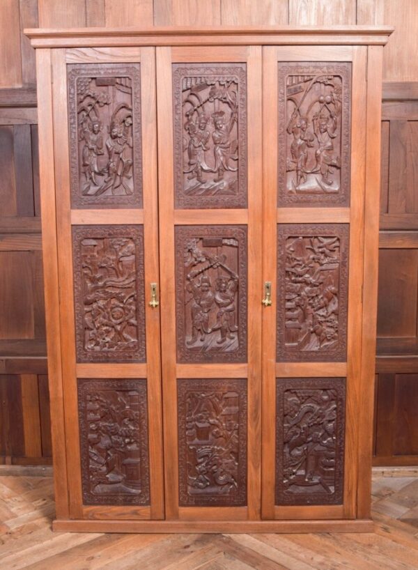 Impressive Edwardian Chinese Carved Hall Cupboard SAI2066