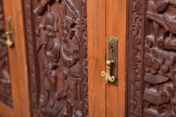 Impressive Edwardian Chinese Carved Hall Cupboard SAI2066 - Image 22