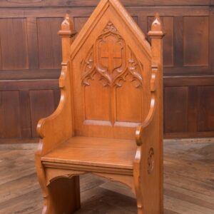 19th Century Honey Oak Gothic Hall Seat SAI2088 Antique Furniture