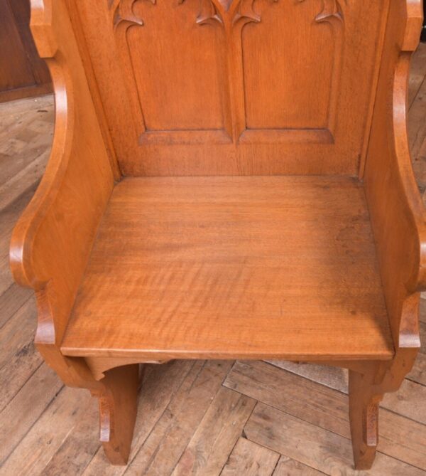 19th Century Honey Oak Gothic Hall Seat SAI2088 - Image 3
