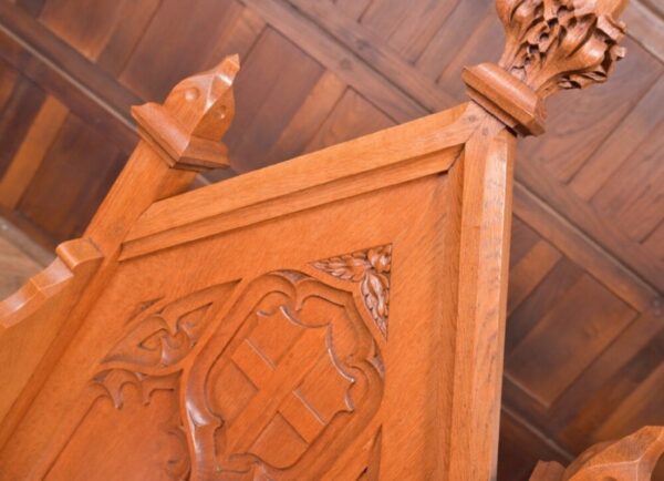 19th Century Honey Oak Gothic Hall Seat SAI2088 - Image 6