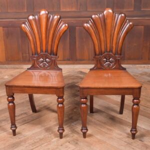 Stunning Pair Of Victorian Mahogany Hall Chairs SAI2089 Antique Furniture