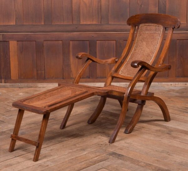 Fantastic Folding Walnut And Cane Steamer Chair SAI2125 Antique Furniture 3