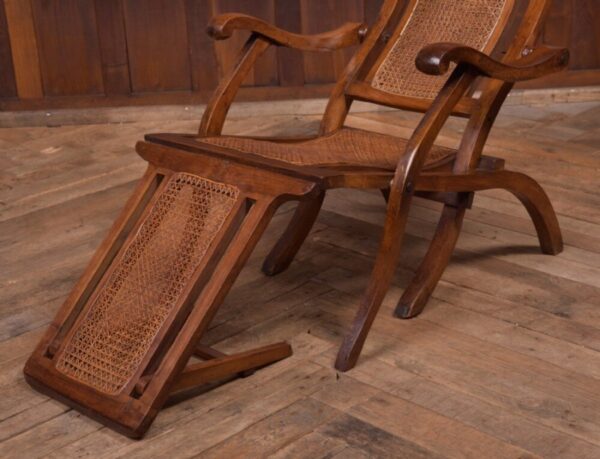 Fantastic Folding Walnut And Cane Steamer Chair SAI2125 - Image 4