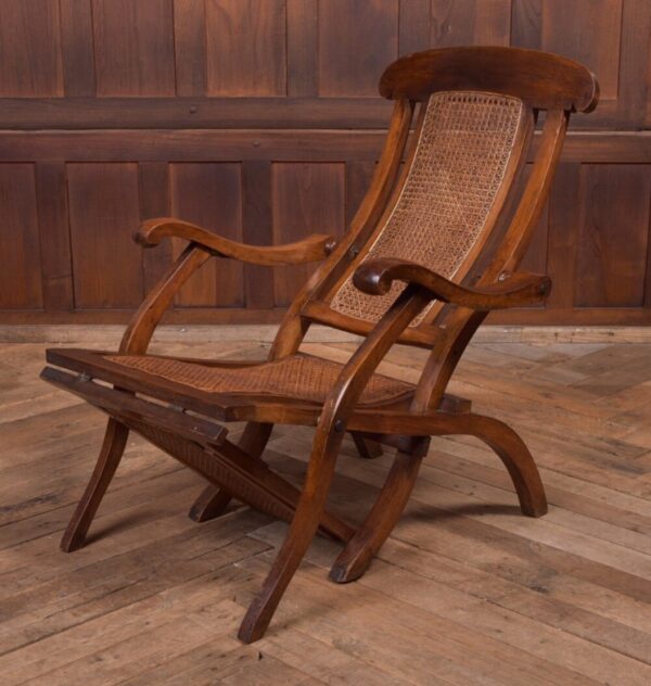 Fantastic Folding Walnut And Cane Steamer Chair SAI2125 - Image 5