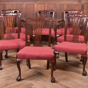 Set Of 8 Edwardian Mahogany Chippendale Style Chairs SAI2126 Antique Furniture