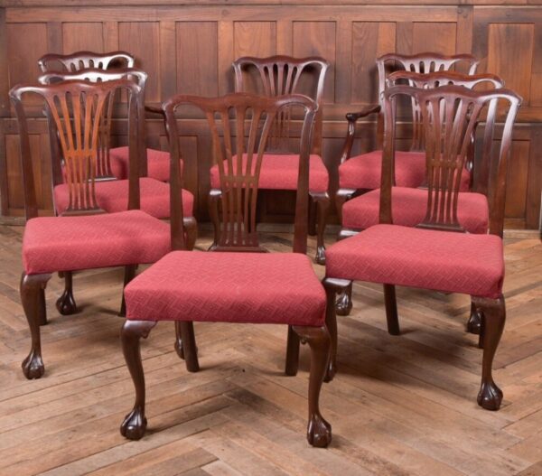 Set Of 8 Edwardian Mahogany Chippendale Style Chairs SAI2126 Antique Furniture 3