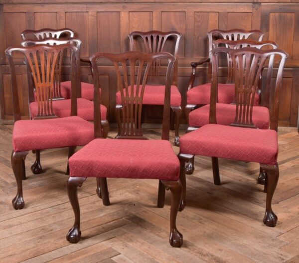 Set Of 8 Edwardian Mahogany Chippendale Style Chairs SAI2126 - Image 10