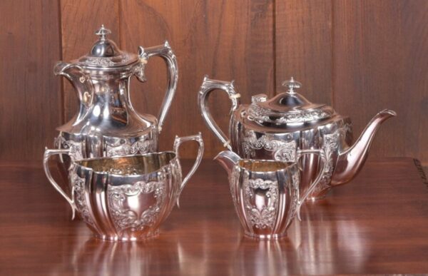 Quality Edwardian Silver Plated 4 Piece Tea Service SAI2129 Antique Furniture 3