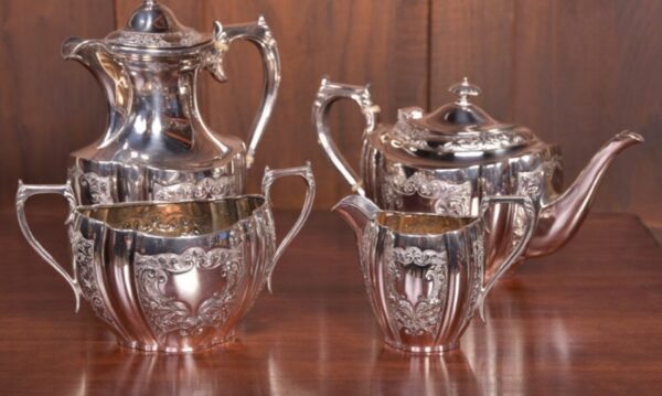 Quality Edwardian Silver Plated 4 Piece Tea Service SAI2129 Antique Furniture 13