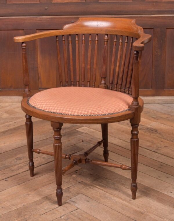 Edwardian Inlaid Mahogany Oval Arm Chair SAI2154