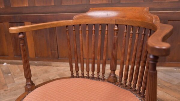 Edwardian Inlaid Mahogany Oval Arm Chair SAI2154 - Image 3