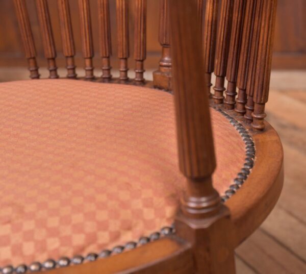 Edwardian Inlaid Mahogany Oval Arm Chair SAI2154 - Image 5