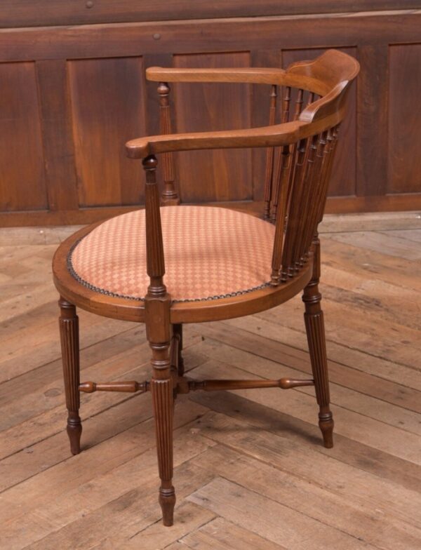 Edwardian Inlaid Mahogany Oval Arm Chair SAI2154 Antique Furniture 16