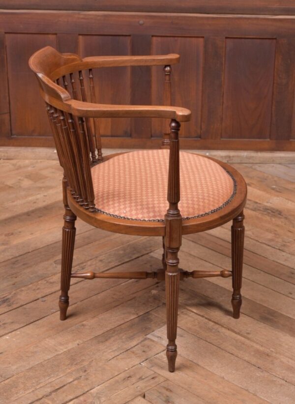 Edwardian Inlaid Mahogany Oval Arm Chair SAI2154 - Image 15