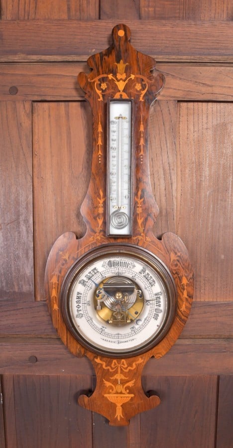 Edwardian Rosewood Marquetry Aneriod Barometer SAI2180 Antique Furniture 2