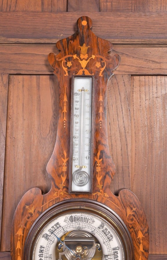 Edwardian Rosewood Marquetry Aneriod Barometer SAI2180 Antique Furniture 4