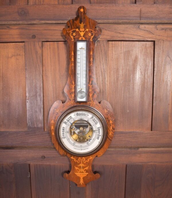 Edwardian Rosewood Marquetry Aneriod Barometer SAI2180 Antique Furniture 7