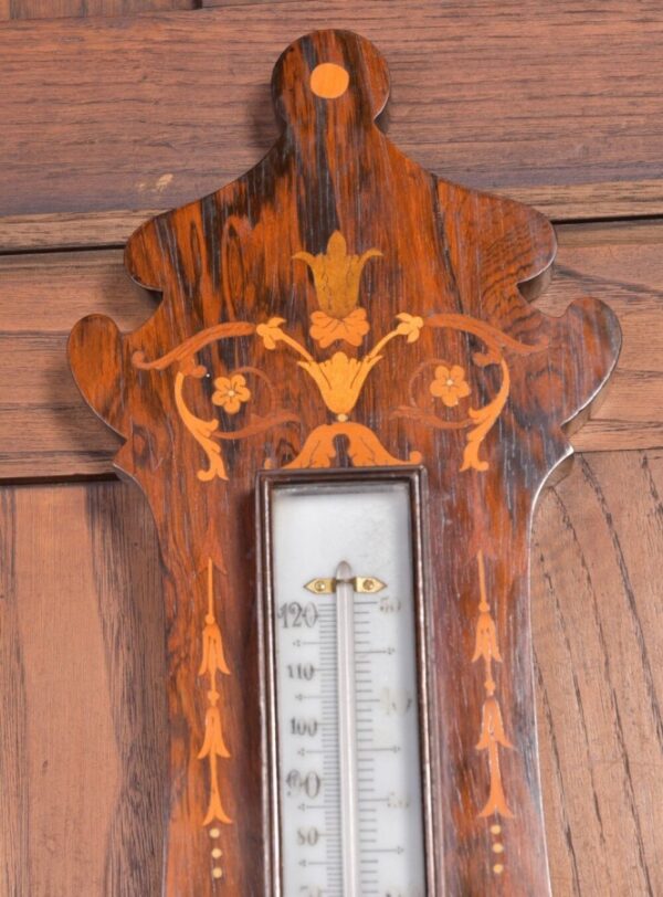 Edwardian Rosewood Marquetry Aneriod Barometer SAI2180 - Image 7