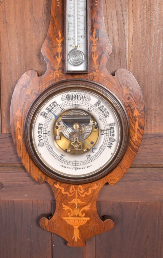 Edwardian Rosewood Marquetry Aneriod Barometer SAI2180 Antique Furniture 10
