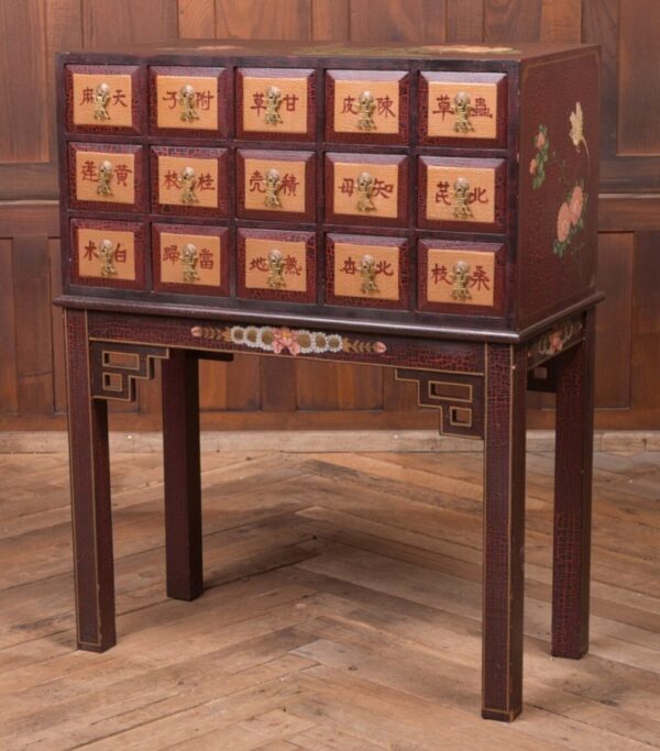 Painted Chinese Apothecary Chest On Stand SAI2183