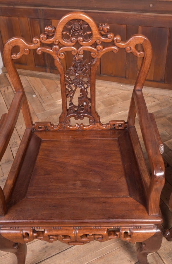 Beautiful Pair Of 19th Century Hardwood Carved Chinese Arm Chairs SAI2213 Antique Furniture 7