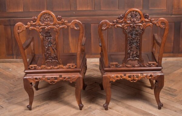 Beautiful Pair Of 19th Century Hardwood Carved Chinese Arm Chairs SAI2213 - Image 11
