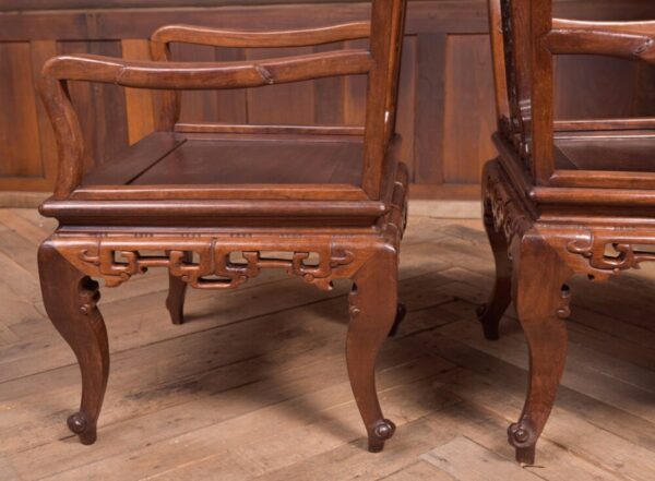 Beautiful Pair Of 19th Century Hardwood Carved Chinese Arm Chairs SAI2213 - Image 7