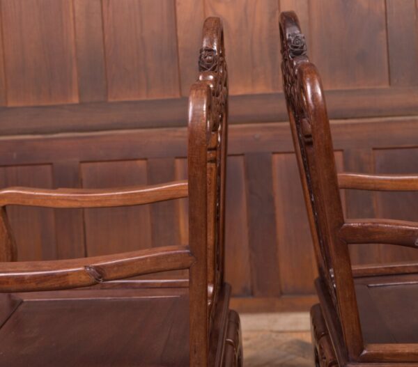 Beautiful Pair Of 19th Century Hardwood Carved Chinese Arm Chairs SAI2213 - Image 6