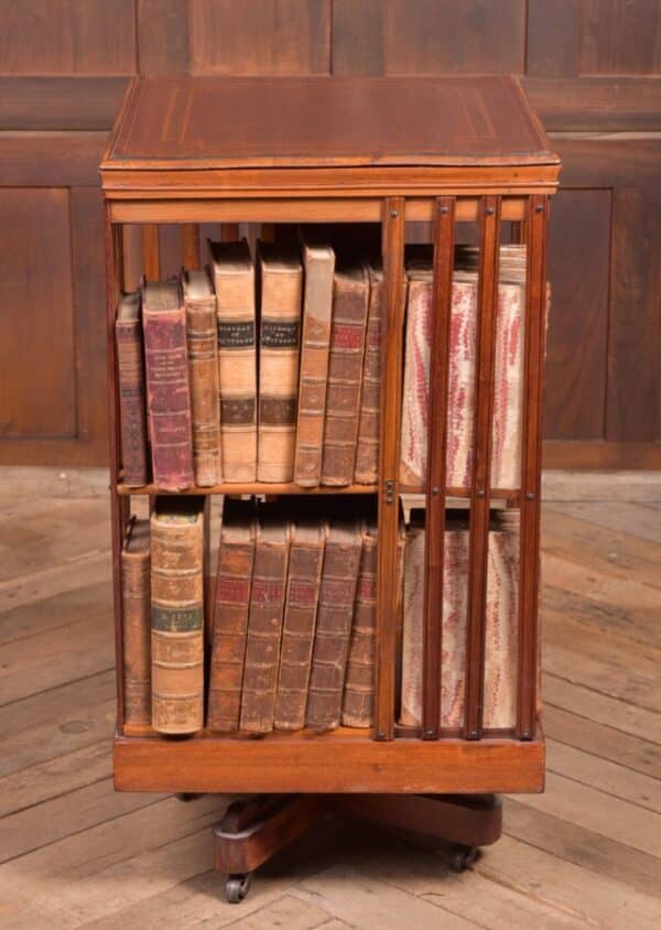 Edwardian Mahogany Inlaid Revolving Bookcase SAI2221 Antique Furniture 3