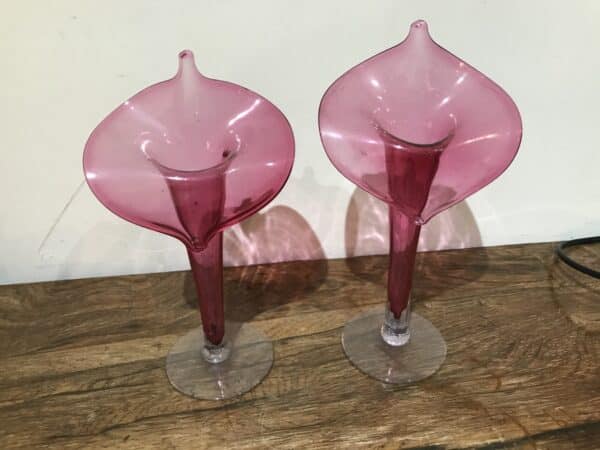 Jack in the pulpit cranberry glass vases Antique Glassware 3