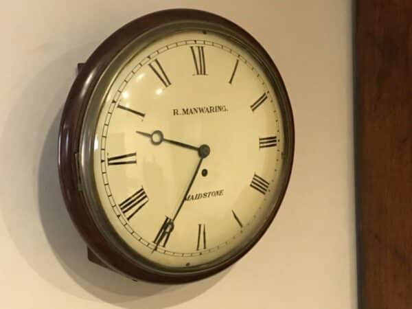 Antique Wall clock convex dial fusee mahogany cased round circa 1820’ Antique Clocks 3