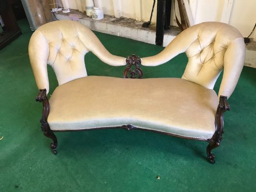 Sofa settee open armed framed mid Victorian Antique Furniture 3