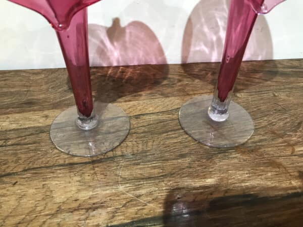 Jack in the pulpit cranberry glass vases Antique Glassware 4