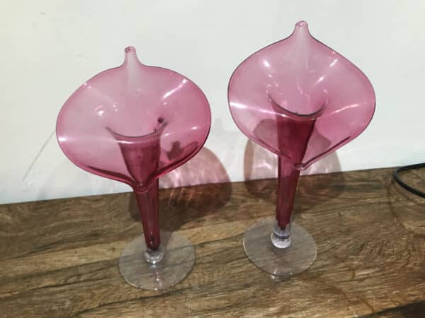 Jack in the pulpit cranberry glass vases Antique Glassware 5