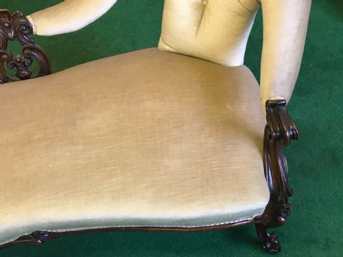 Sofa settee open armed framed mid Victorian Antique Furniture 7