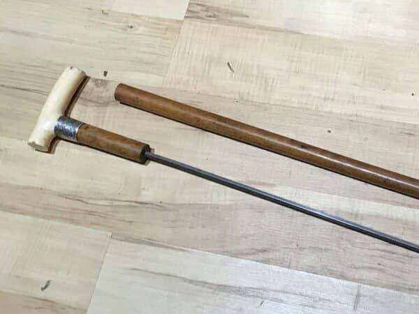 Gentleman’s walking stick sword stick with silver collar - Image 5