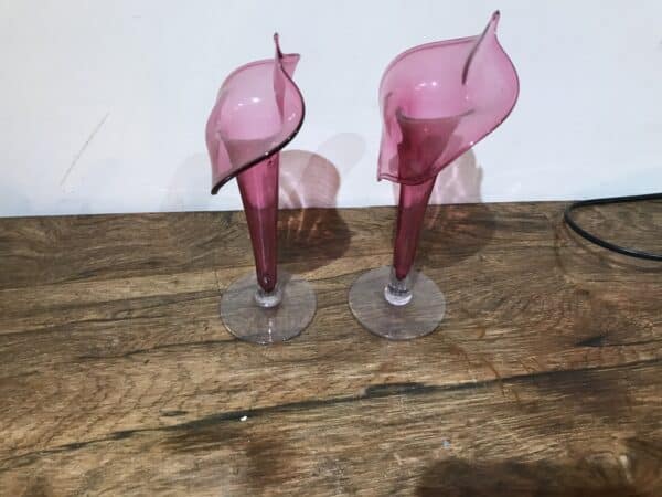 Jack in the pulpit cranberry glass vases Antique Glassware 6