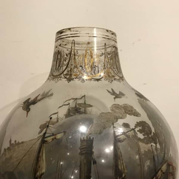 Unique Victorian glass painted imaginary Antique Glassware 7