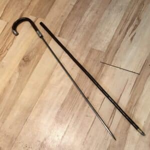 Gentleman’s walking stick sword stick with silver mounts Antique Collectibles