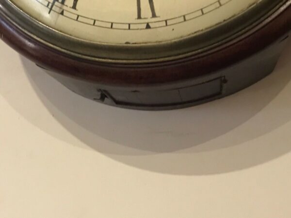 Antique Wall clock convex dial fusee mahogany cased round circa 1820’ Antique Clocks 8