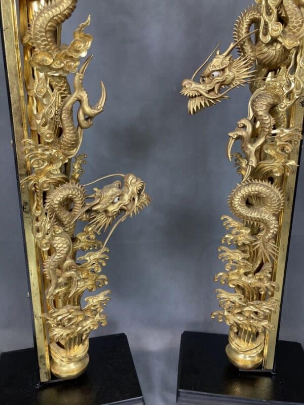 Temple Dragons buddhist Antique Art 8
