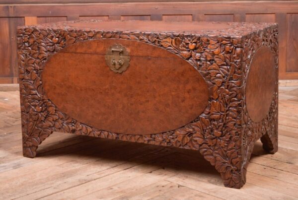 Superb 19th Century Carved Chinese Camphor Wood Box SAI2092