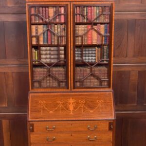 Edwardian Marquetry Inlaid Bureau Bookcase SAI2093 Antique Furniture