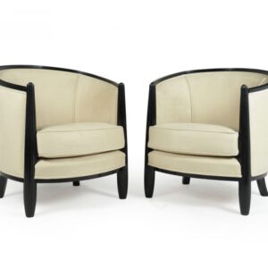 A Pair of Art Deco Lounge Armchairs by Paul Follot armchairs Antique Chairs