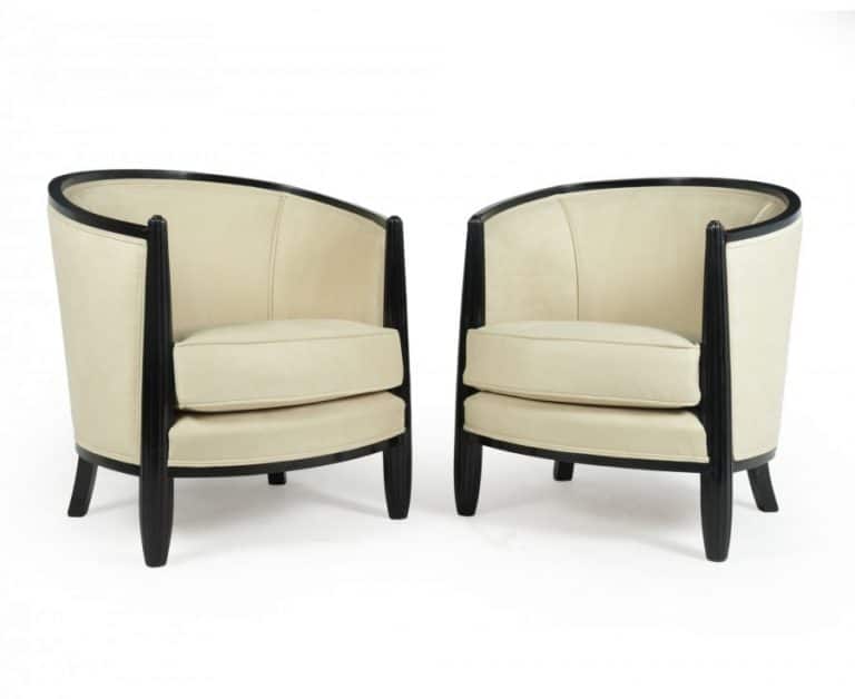 A Pair of Art Deco Lounge Armchairs by Paul Follot